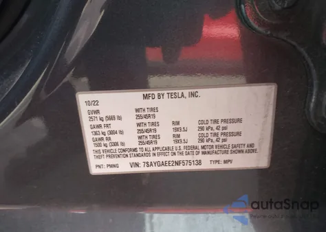 2022 Tesla Model Y Long Range Dual Motor All-Wheel Drive from USA, damaged, VIN 7SAYGAEE2NF575138